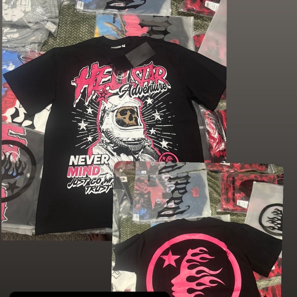 Black and Pink Short Sleeve Tees with Urban Graphics